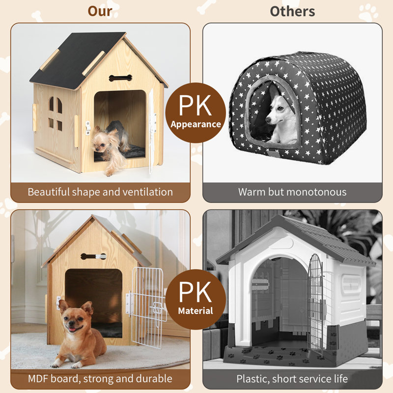 Tucker Murphy Pet Byrn Wooden Pet House Indoor w Roof Dog house w Removable Mat and Lockable Door for Small dog cat Reviews Wayfair Canada